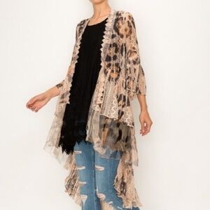 New ORIGAMI Leopard Lace Open Duster